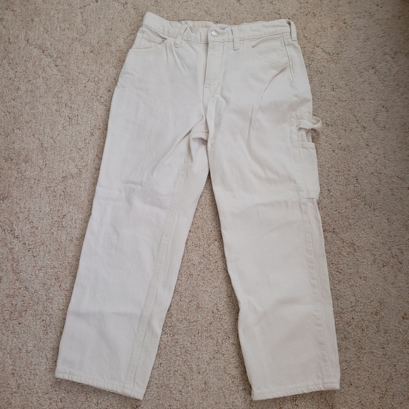 J. Crew Cream colored Carpenter Crop Jeans - Picture 1 of 4